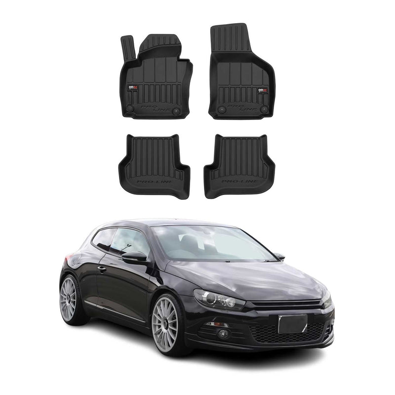 OMAC Tapis de sol en caoutchouc pour VW Scirocco 2008-2017 Noir Premium
