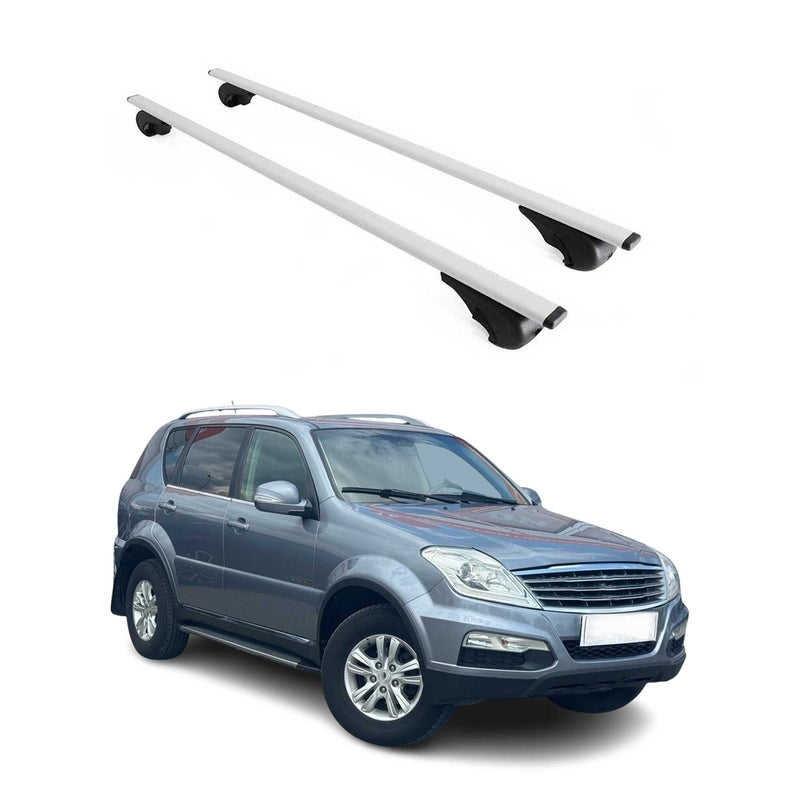 Barres de toit Transversales pour Ssangyong Rexton 2012-2024 Fer Argent