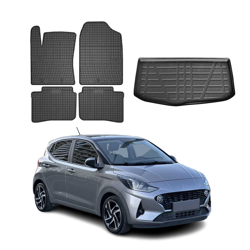 Kit Tapis de sol et coffre pour Hyundai i10 2019-2025 TPE Noir