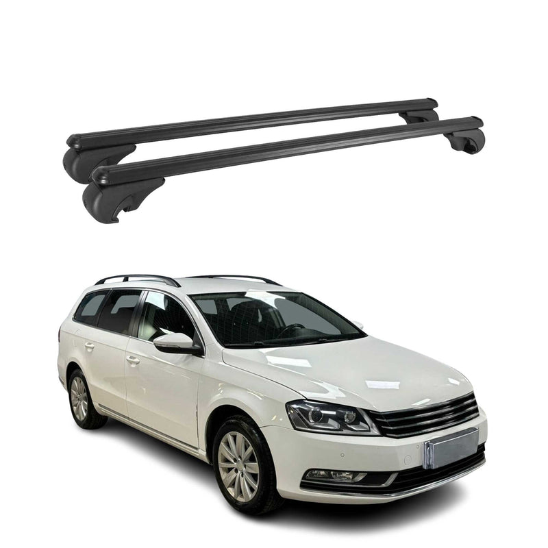 Barres de toit Transversales pour VW Passat B7 Variant 2010-2014 Aluminium Noir