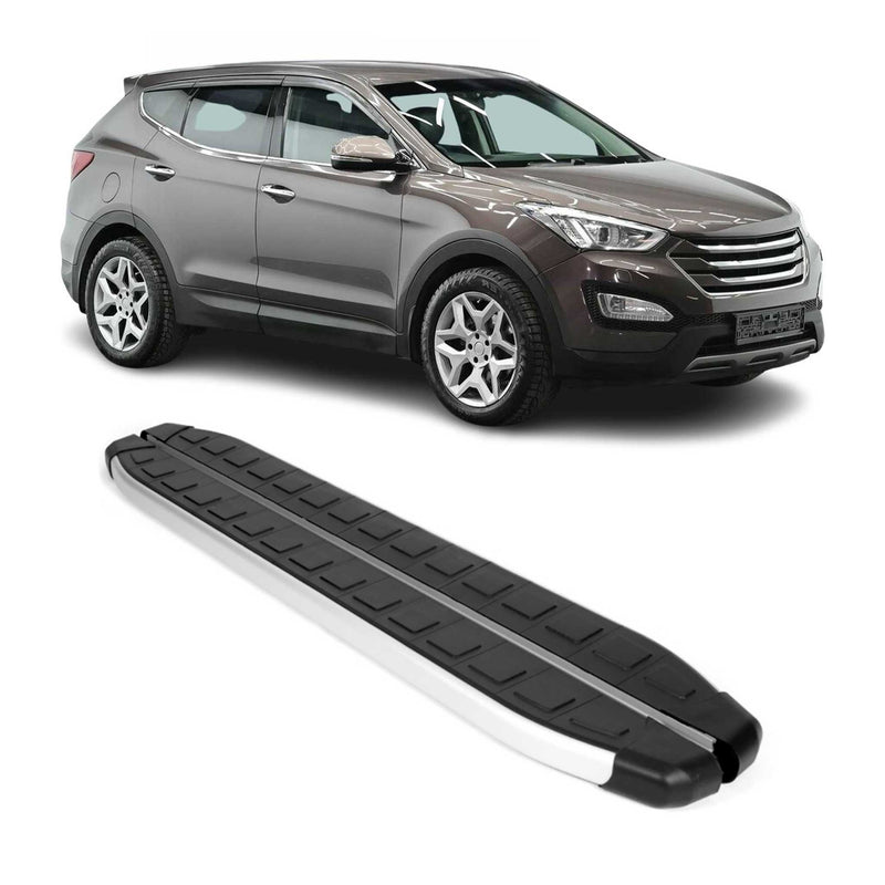 Marchepieds Latéraux pédale pour Hyundai Santa Fe 2012-2018 Alu Noir Gris 2Pcs