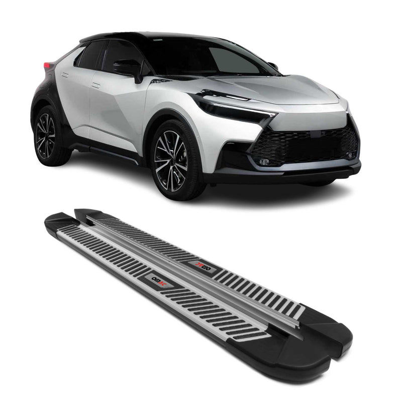 Marchepieds latéraux pédale pour Toyota C-HR AX20 2023-2025 Alu Noir Gris 2Pcs