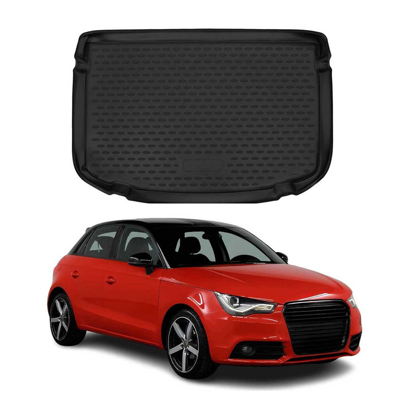 OMAC Tapis de coffre pour Audi A1 / A1 8X Sportback 2010-2018 caoutchouc Noir