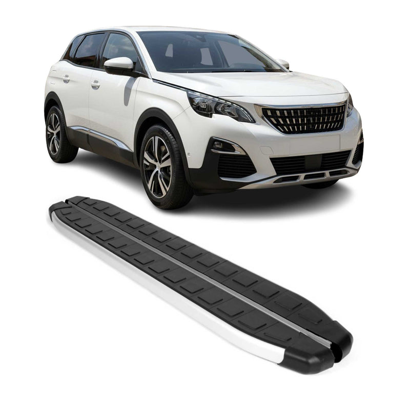 Marchepieds Latéraux pour Peugeot 3008 2016-2024 Aluminium Noir Gris 2Pcs