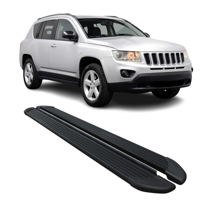 Marchepieds Latéraux pédale pour Jeep Compass 2011-2016 Noir Aluminium 2Pcs