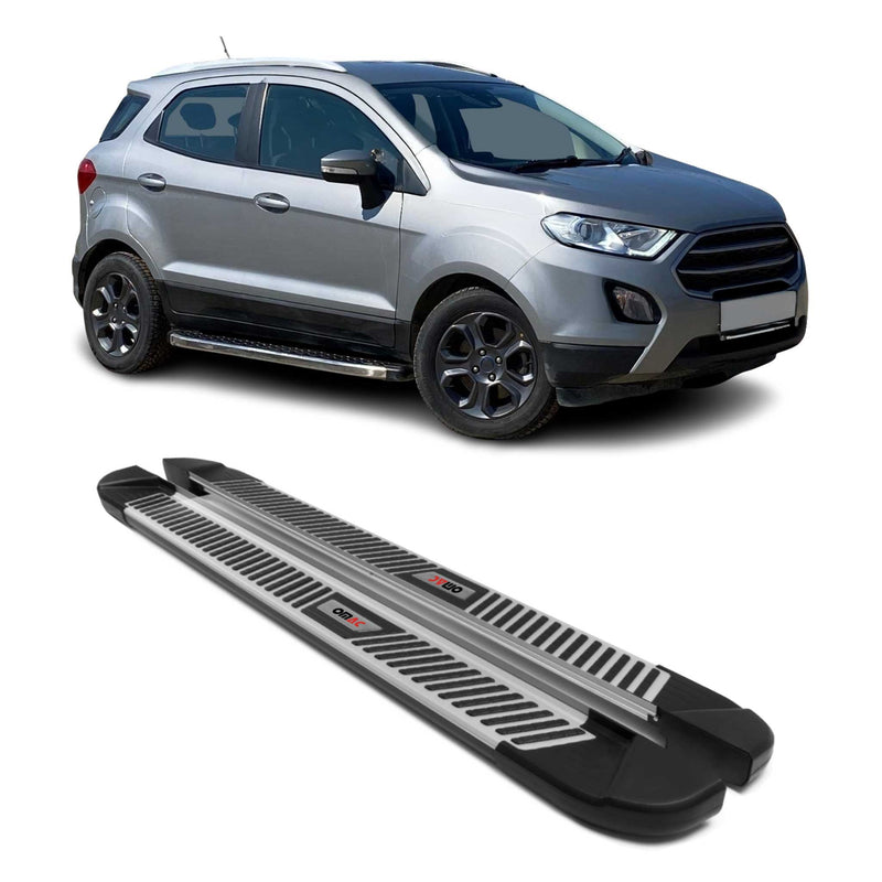 Marchepieds Latéraux pour Ford Ecosport 2013-2024 Noir Gris Aluminium 2Pcs