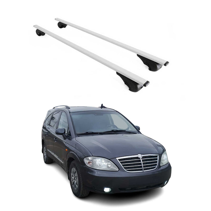 Barres de toit Transversales pour Ssangyong Rodius 2004-2012 Fer Argent