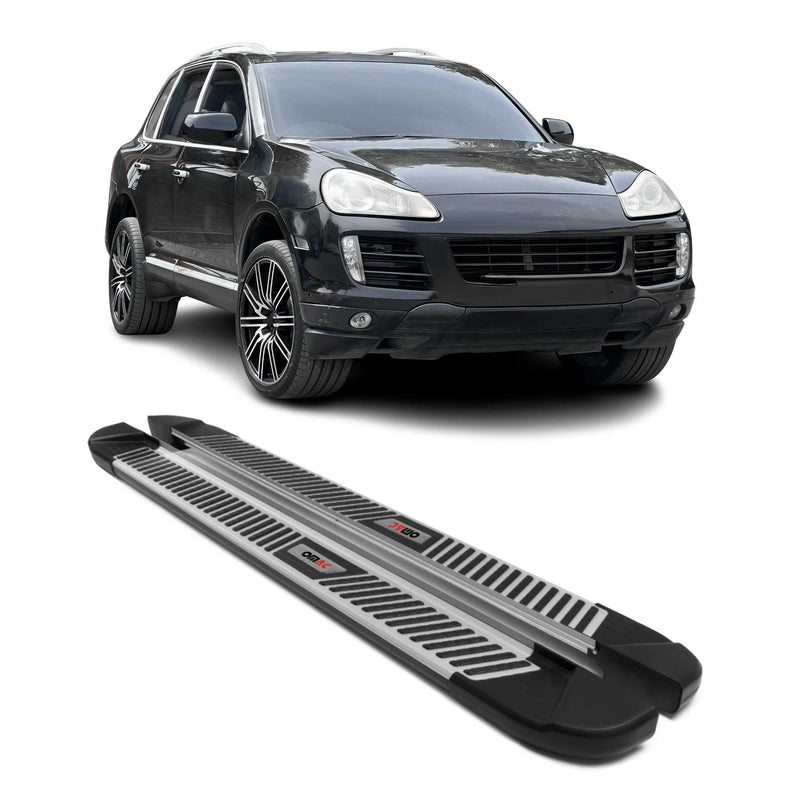 Marchepieds Latéraux pour Porsche Cayenne 2003-2010 Aluminium Noir Gris 2Pcs