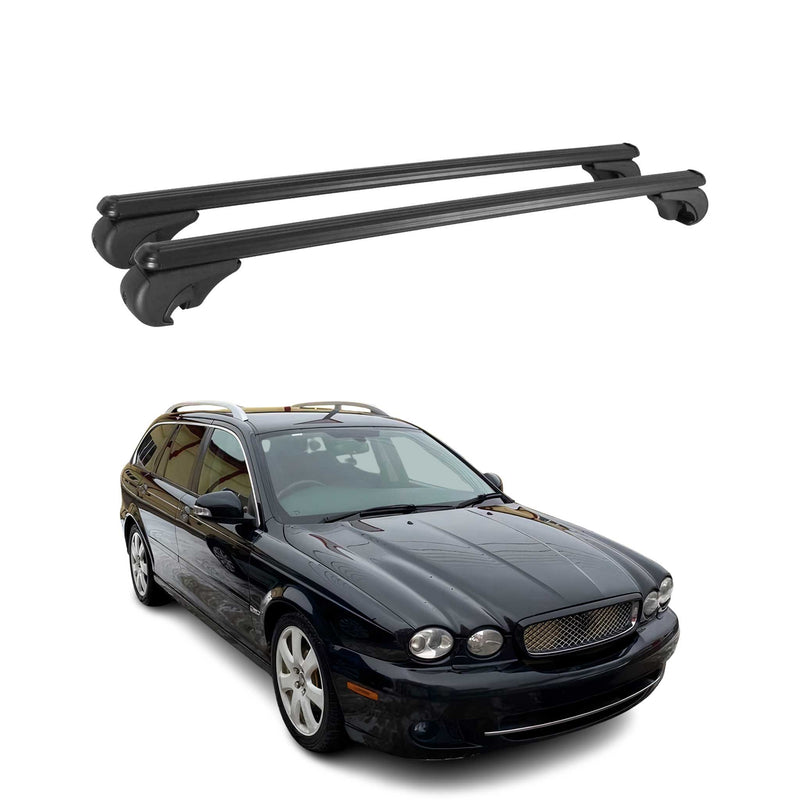 Barres de toit Transversales pour Jaguar X-Type Break 2003-2009 Aluminium Noir
