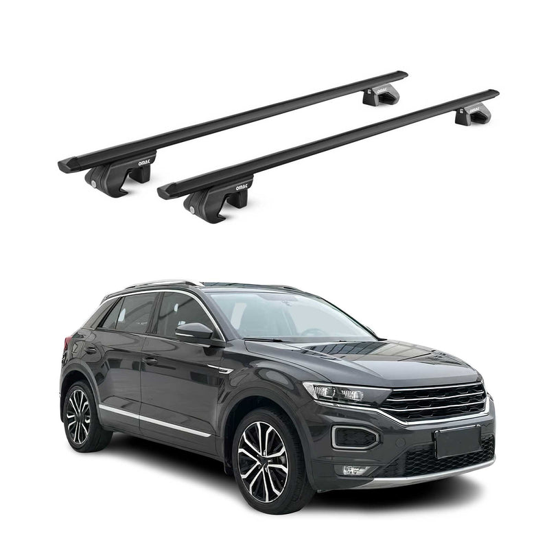 Barres de toit transversales ABE pour VW T-Roc A11 2017-2025 5 P Alu Noir 2x