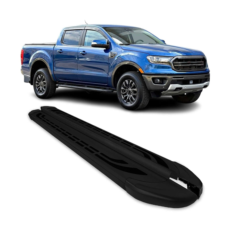 Marchepieds Latéraux pédale pour Ford Ranger T6 2012-22 DoubleCab Noir Alu 2Pcs