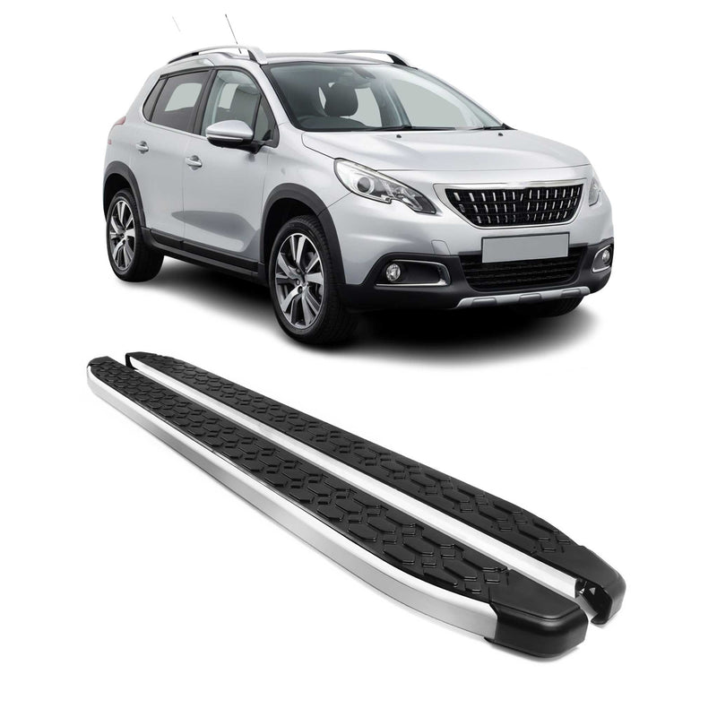 Marchepieds Latéraux pour Peugeot 2008 2017-2019 Gris Noir Aluminium 2Pcs