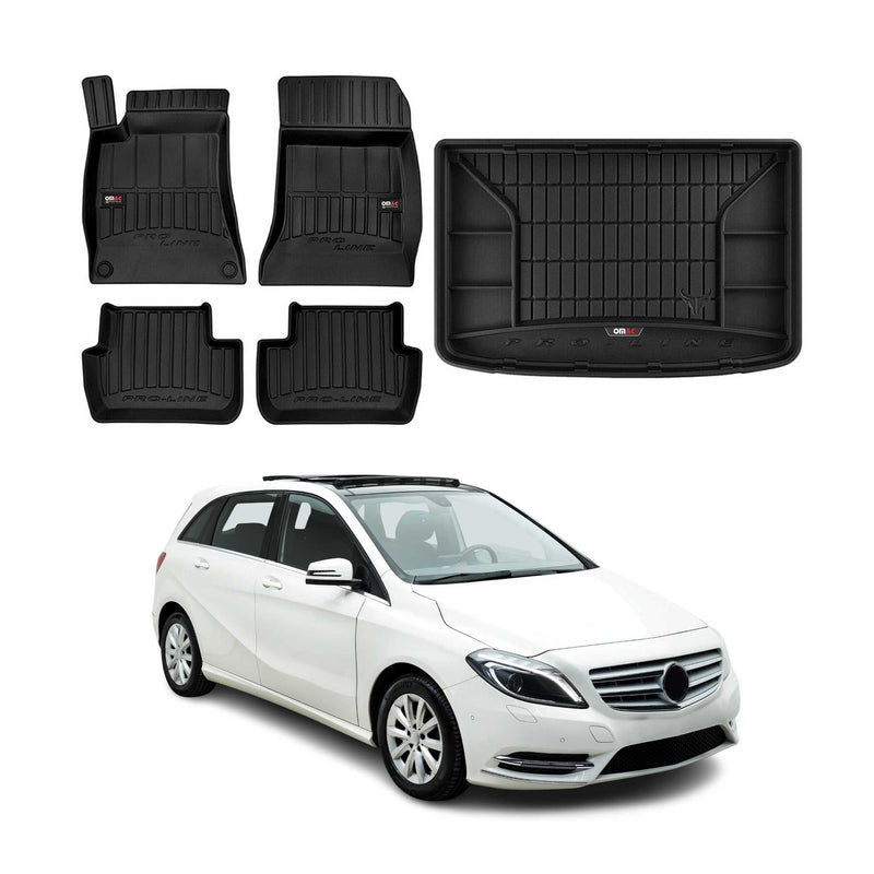 Kit Tapis de Sol et Coffre pour Mercedes Classe A W176 2012-2018 TPE Noir
