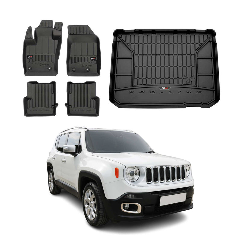 Kit Tapis de Sol et Coffre pour Jeep Renegade 2014-2022 TPE Noir