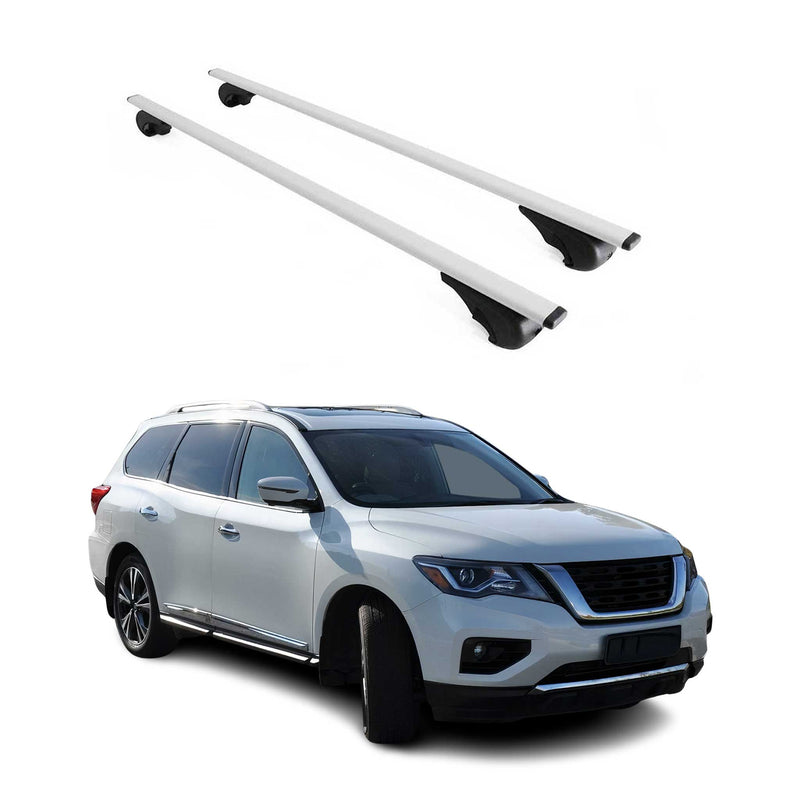 Barres de toit Transversales pour Nissan Pathfinder R53 2020-2021 Fer Argent