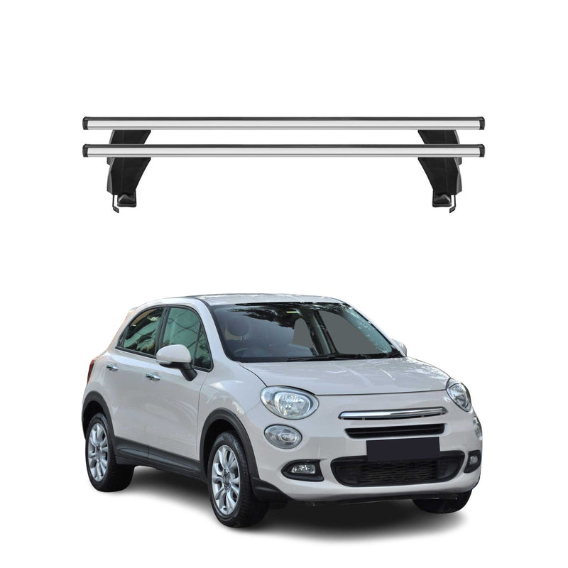 Menabo Barres de toit Transversales pour Fiat 500X 2015-2025 Alu Gris ABE 2x