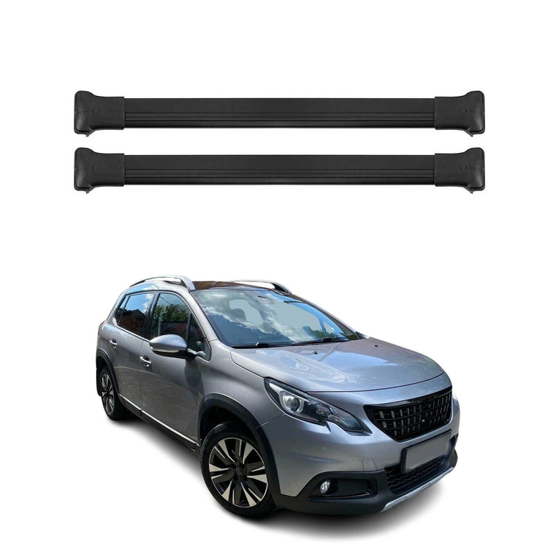 Barres de toit transversales pour Peugeot 2008 2013-2019 Aluminium Noir 2x