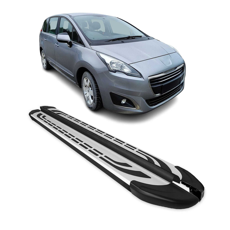 Marchepieds Latéraux pédale pour Peugeot 5008 2009-2016 Aluminium Gris Noir 2x