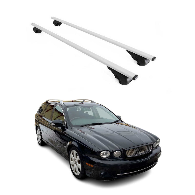 Barres de toit Transversales pour Jaguar X-Type Break 2003-2009 Fer Argent
