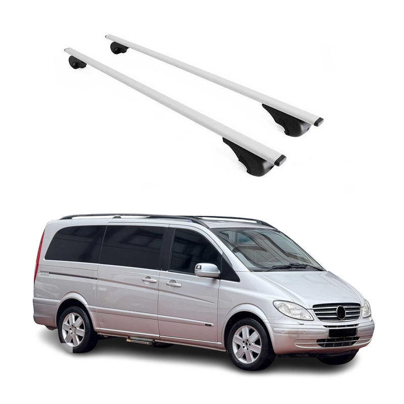 Barres de toit Transversales pour Mercedes Viano Vito 2003-2014 Fer Argent