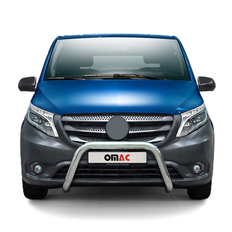 Pare-Buffle Avant Pour Mercedes Vito W447 2014-2025 Argent Acier Inoxy