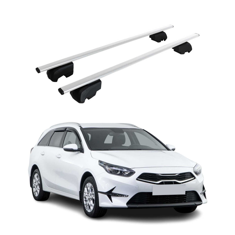 Barres de toit Transversales pour Kia Ceed Break 2019-2021 Fer Argent ABE