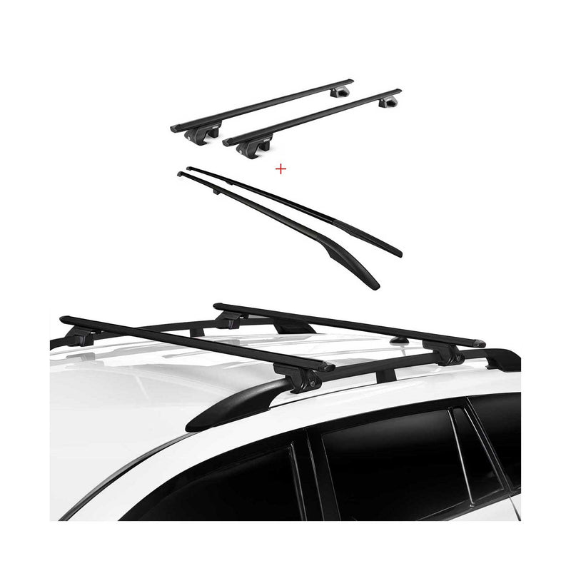 KIT Barres de toit trans+long pour Subaru XV 2012-2018 Alu Noir 4x
