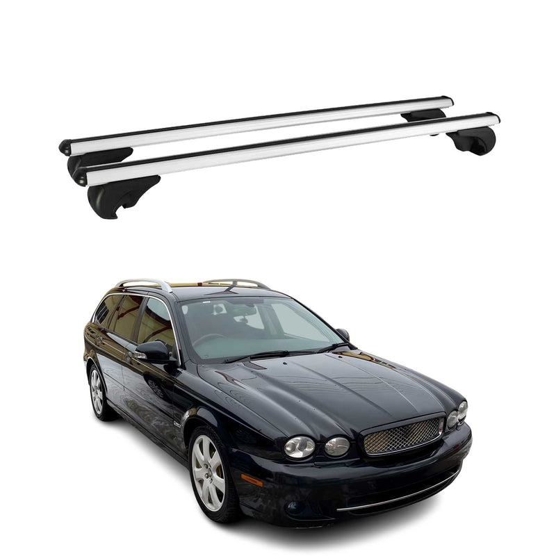 Barres de toit Transversales pour Jaguar X-Type Break 2003-2009 Aluminium Argent