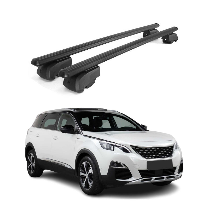 Barres de toit Transversales pour Peugeot 5008 2017-2023 Aluminium Noir ABE