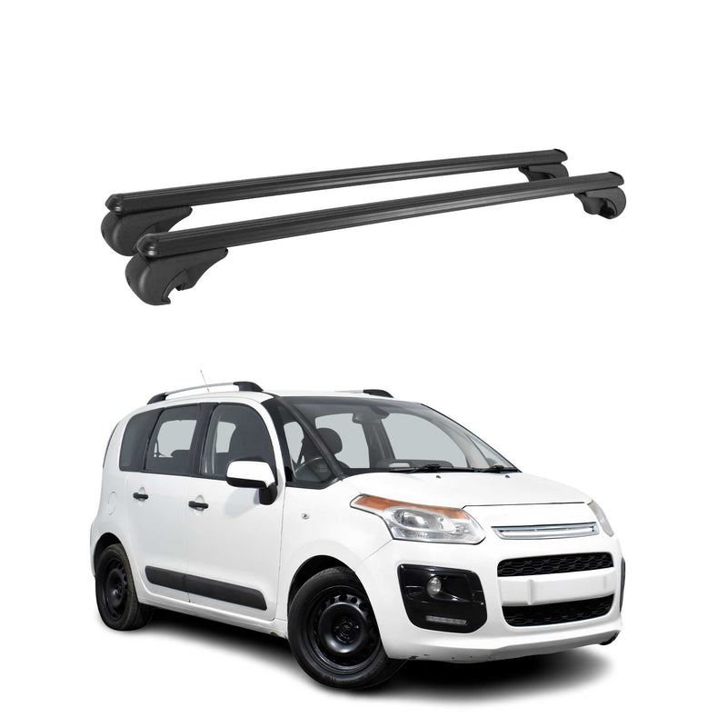 Barres de toit Transversales pour Citroen C3 Picasso 2009-2017 Aluminium Noir