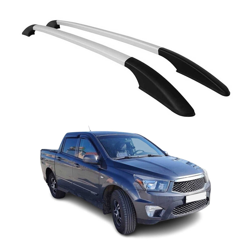 Barres de toit longitudinales pour Ssangyong Actyon Sport 2007-2012 Alu Gris