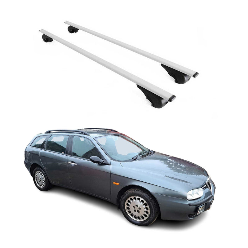 Barres de toit transversales pour Alfa Romeo 156 Sportwagon 2000-2006 Fer Argent