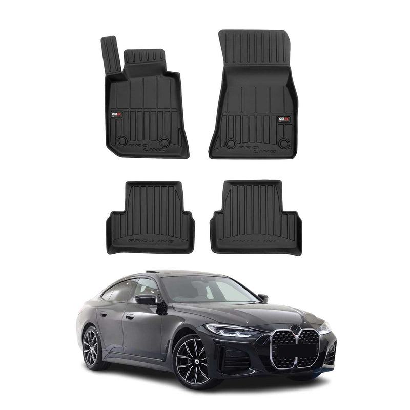 OMAC Tapis de sol caoutchouc pour BMW Série 4 G26 21-25 4 Pcs Noir Premium