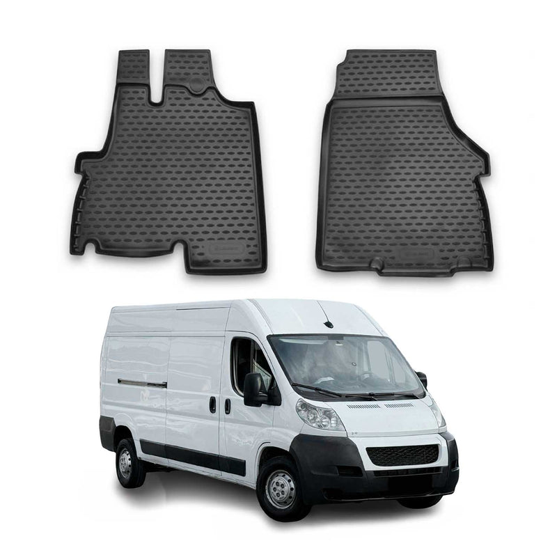 Tapis de sol pour Peugeot Boxer 2006-2024 1ère rangée caoutchouc TPE Noir 2Pcs