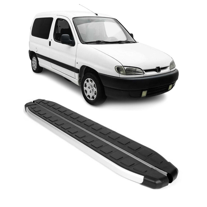 Marchepieds Latéraux pédale pour Peugeot Partner 1996-2008 Alu Noir Gris 2Pcs