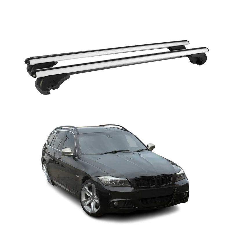 Barres de toit transversales pour BMW Série 3 E91 Break 2004-2012 Alu Argent