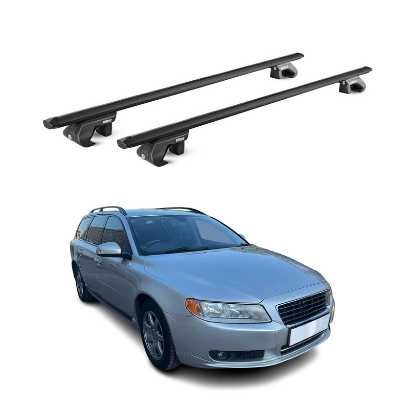 Barres de toit transversales ABE pour Volvo V70 2007-2016 5 P Alu Noir 2x
