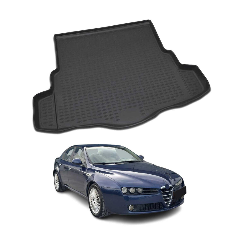 OMAC Tapis de coffre pour Alfa Romeo 159 Berline 2005-2012 en caoutchouc Noir
