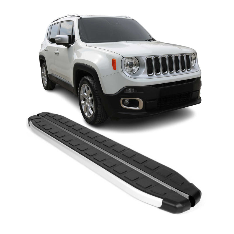 Marchepieds Latéraux pour Jeep Renegade 2015-2025 Aluminium Noir Gris 2Pcs