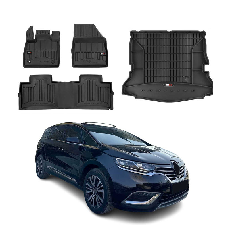 Kit Tapis de Sol et Coffre pour Renault Espace 2015-2022 TPE Noir