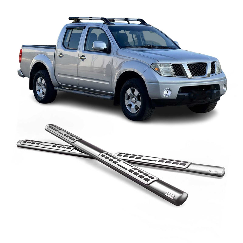 Marchepieds Latéraux pour Nissan Navara Double Cab 2005-2010 Acier Inoxy Argent
