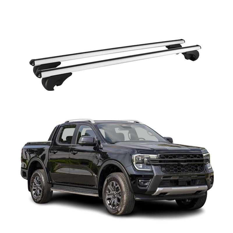 Barres De Toit Transversales pour Ford Ranger T6 2022-2025 DoubleCab Gris 2x