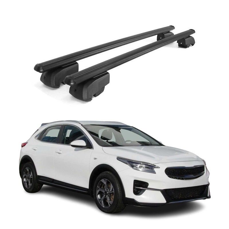 Barres de toit Transversales pour Kia Xceed 2019-2023 Aluminium Noir ABE