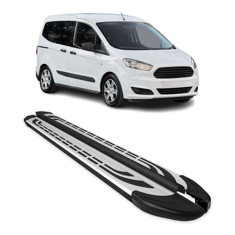 Marchepieds Latéraux pour Ford Transit Tourneo Courier 2014-24 L1 Alu Gris Noir