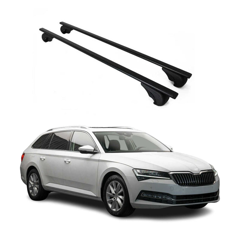 Barres de toit Transversales pour Skoda Superb 2015-2024 Break Fer Noir