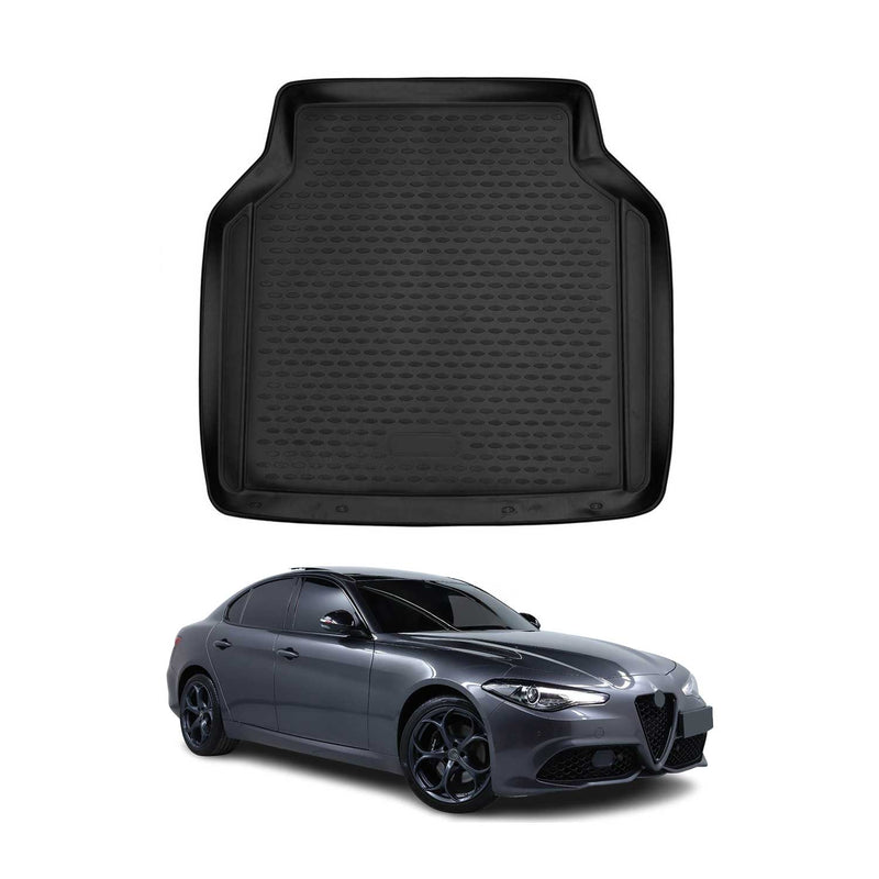 OMAC Tapis de coffre pour Alfa Romeo Giulia 2015-2025 en caoutchouc TPE Noir 1x
