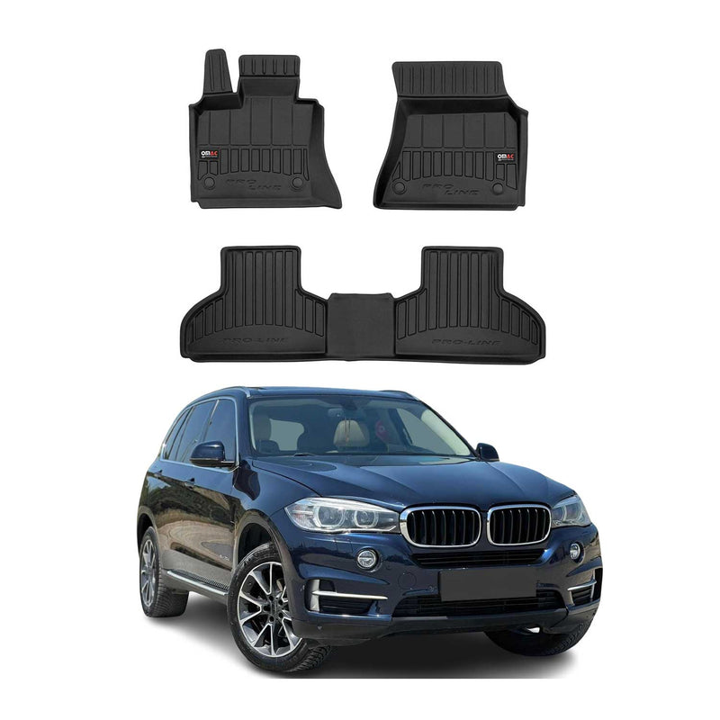 OMAC Tapis de sol caoutchouc pour BMW X5 F15 F85 2013-2018 Noir Premium