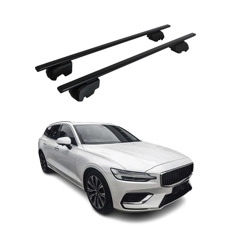Barres de toit Transversales pour Volvo V60 2018-2023 Fer Noir ABE