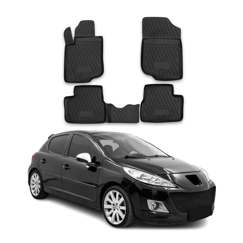 OMAC Tapis de sol pour Peugeot 207 2006-2014 sur mesure en caoutchouc Noir
