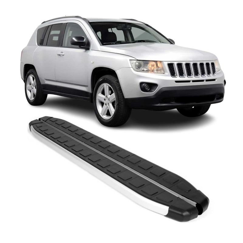 Marchepieds Latéraux pour Jeep Compass 2011-2016 Aluminium Noir Gris 2Pcs
